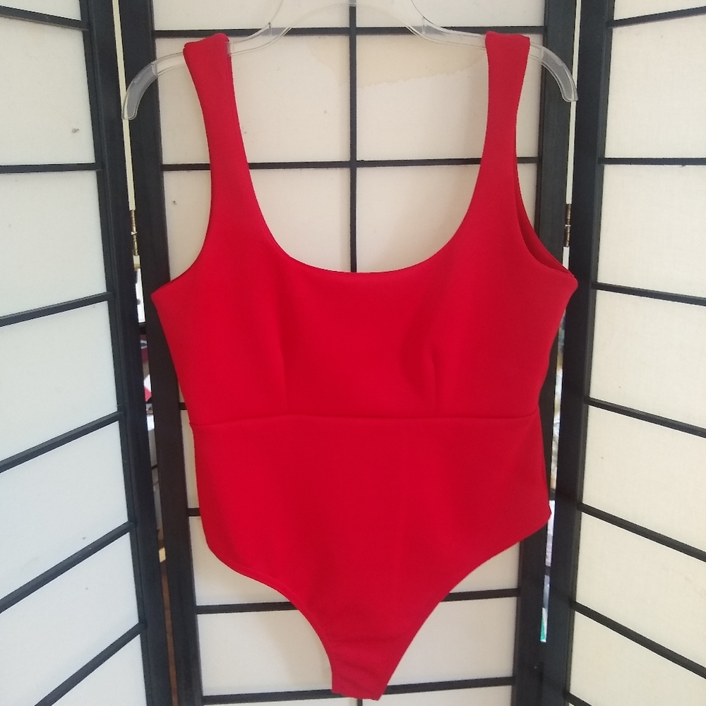 Red thong bodysuit